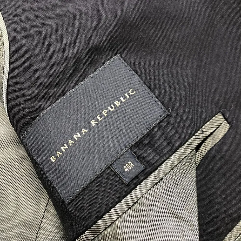 Banana Republic 40 R Navy Blue Men's Wool Blend Button Blazer Sport Coat Jacket